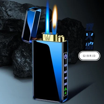 Электроимпульсная гибридная зажигалка с двойной дугой и USB,черный