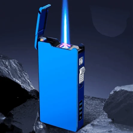 Электроимпульсная гибридная зажигалка с двойной дугой и USB-зарядкой, пустой, цвет синий